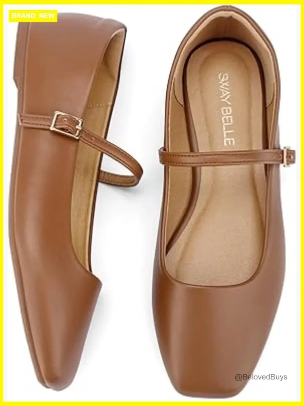Mary Jane Flats Adjustable Buckle Ballet Flats Square Toe Closed Toe Shoe